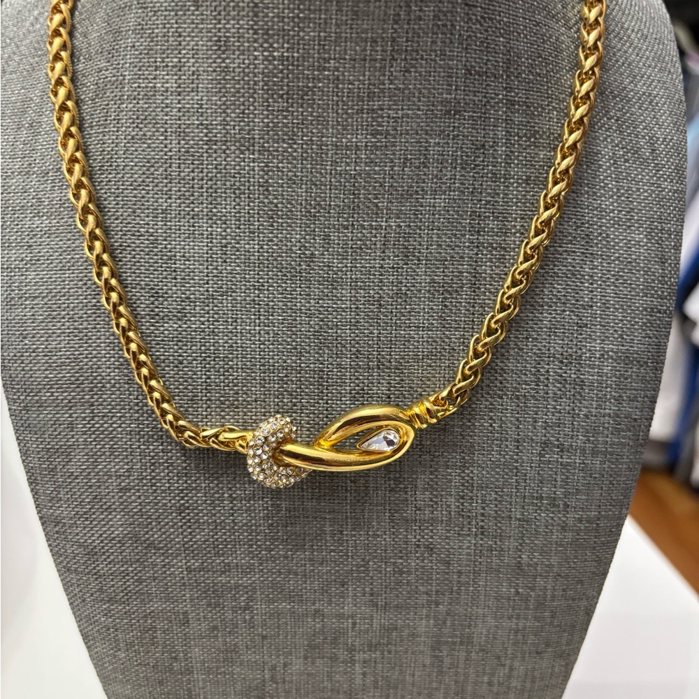 Gold Braided Chain Necklace with Polished Finish signed Vendome.  Very rare